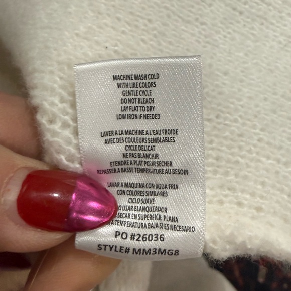 Bobeau Longline Open Front Cardigan Cream Geometric Knit Size M - Picture 8 of 10